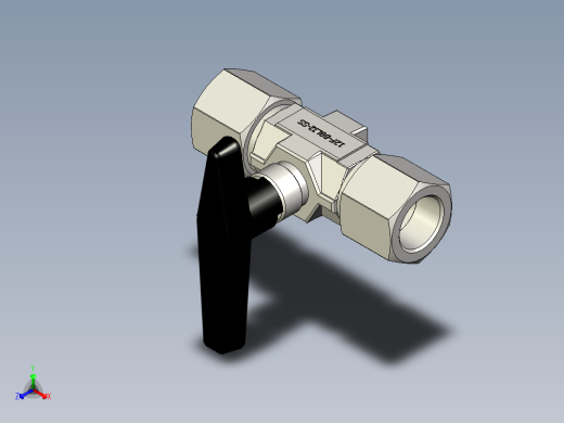 派克B系列双向球阀，不锈钢阀体，3-4“FNPT端口，定向手柄，PCTFE阀座，聚四氟乙烯密封件正等轴测缩略图