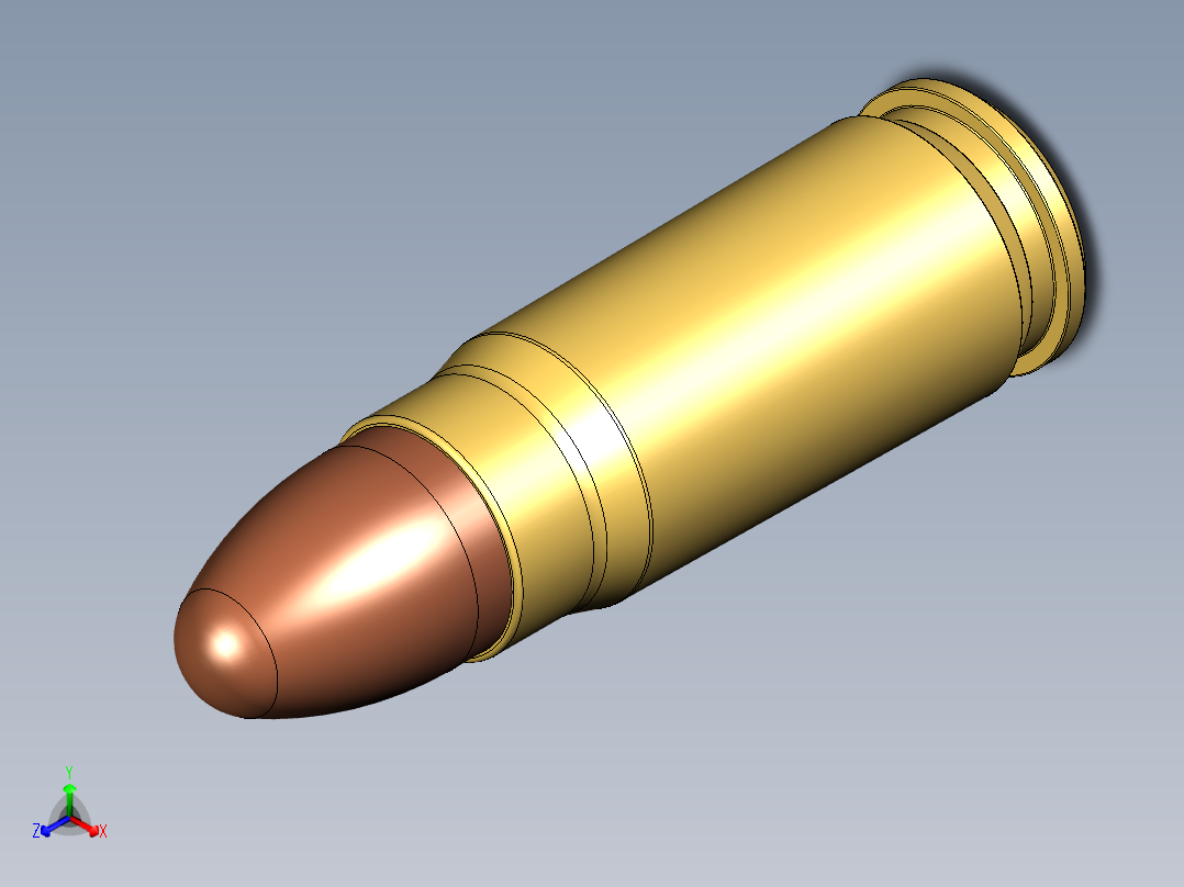 7,62x25 托卡列夫配 FMJ 弹药正等轴测图