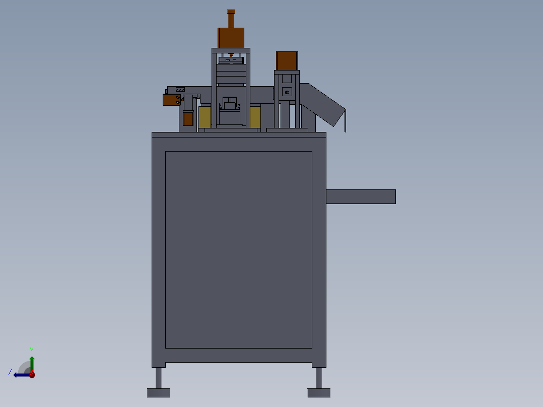 闭路头钉铆合机sw16可编辑右视图
