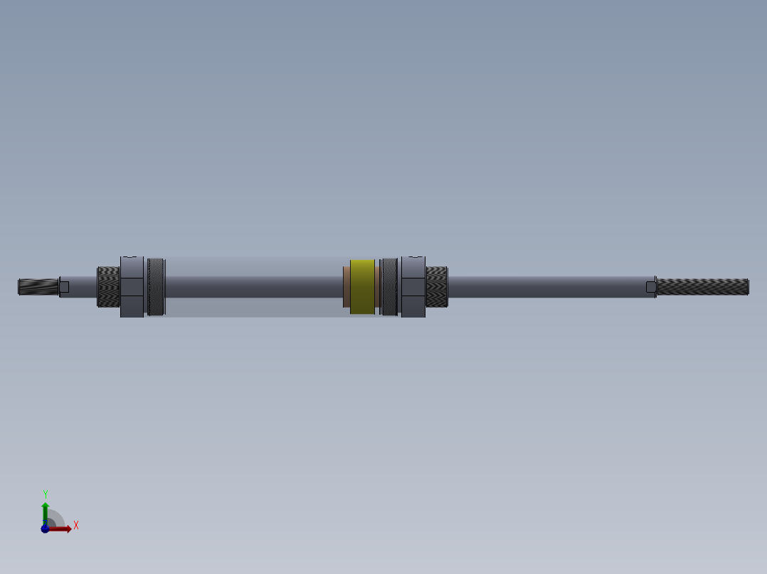 圆形气动缸（双杆型）40x16x132毫米前视图