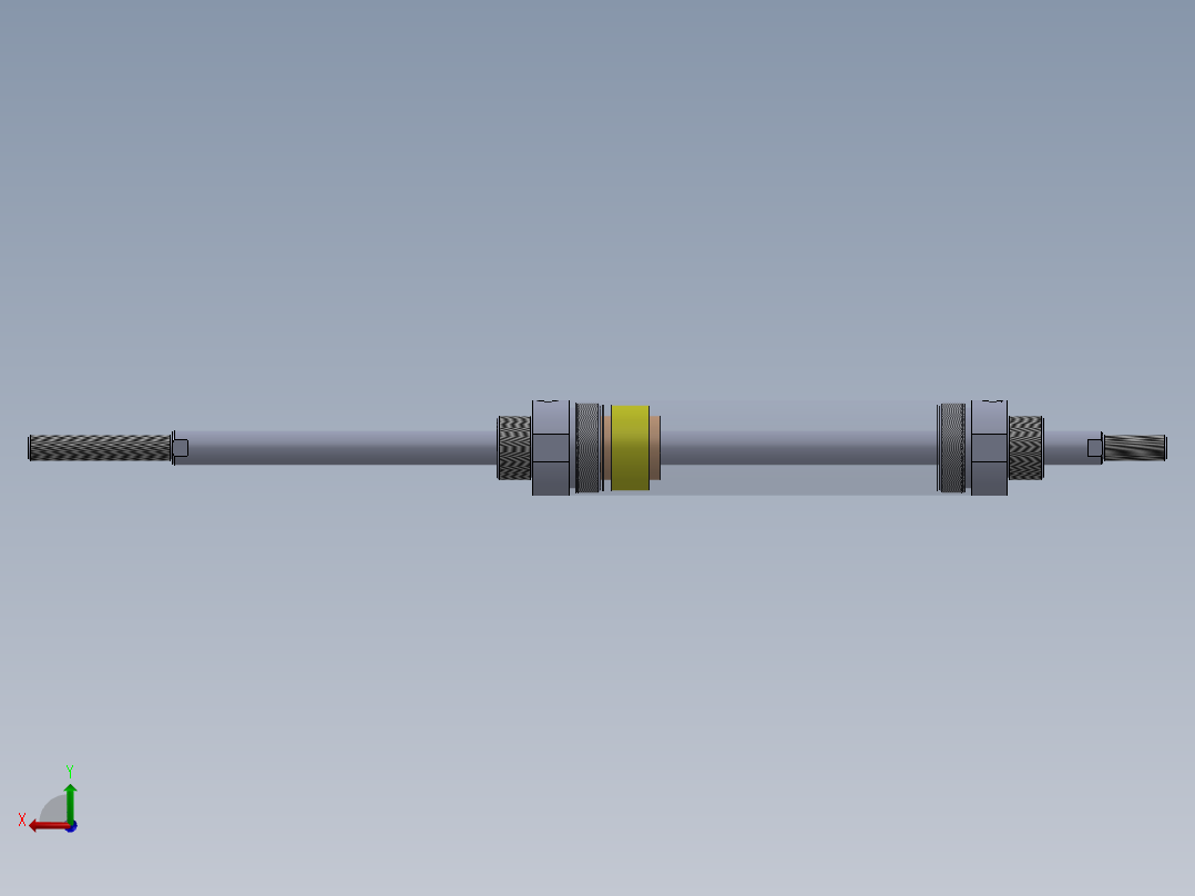 圆形气动缸（双杆型）40x16x132毫米后视图