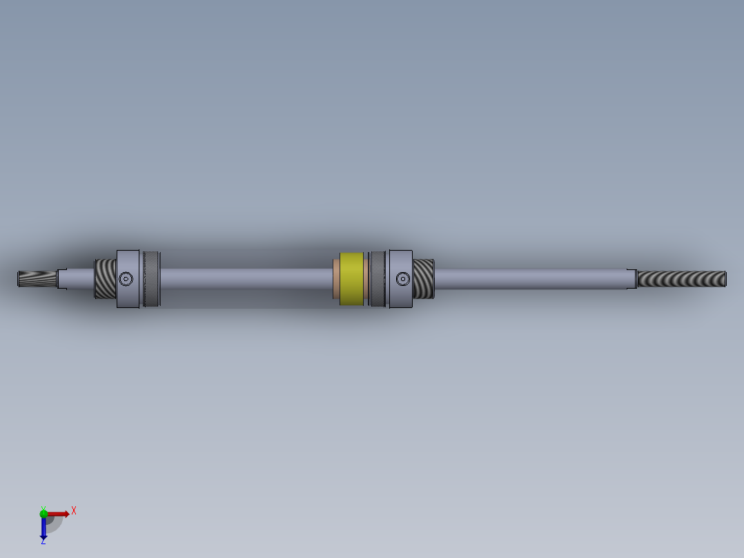 圆形气动缸（双杆型）40x16x132毫米俯视图