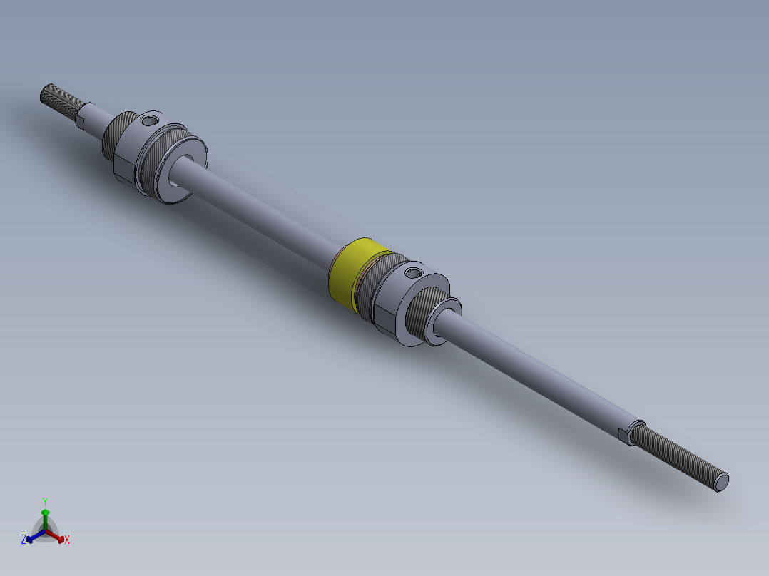 圆形气动缸（双杆型）40x16x132毫米正等轴测图