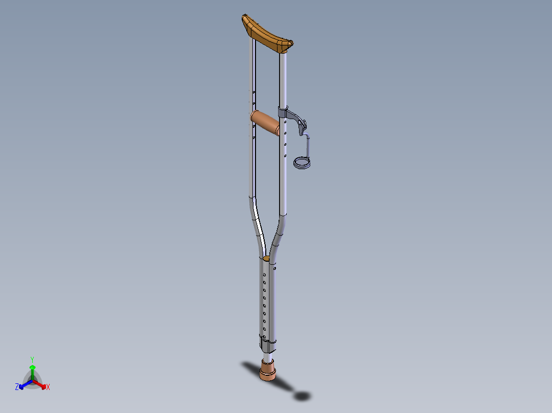 杯架拐杖正等轴测图