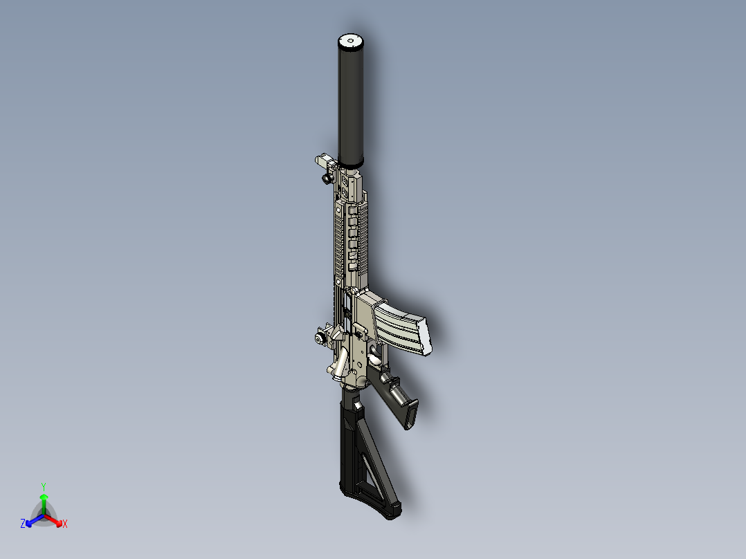 手枪左轮冲锋枪老式狙击步枪设计3D图纸sig516-patrol-rifle-final-assembly STP正等轴测图