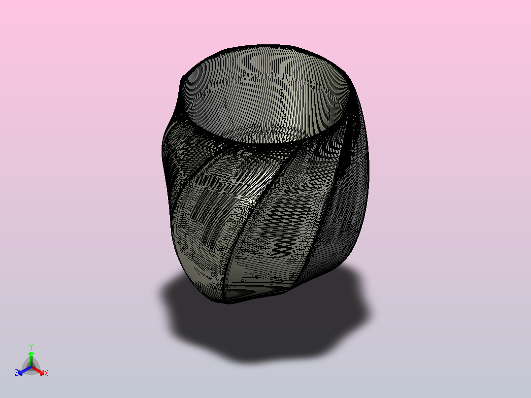 毛尖曲折花瓶主视图