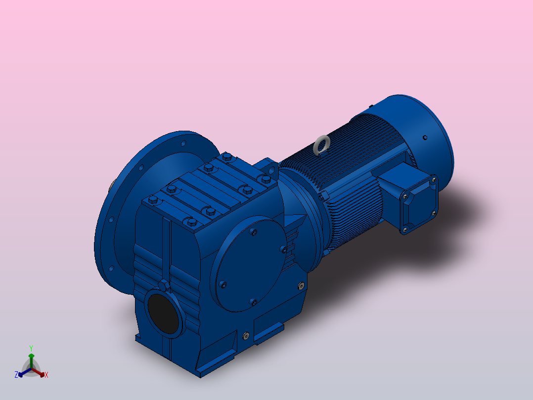 SF97法兰轴伸式安装斜齿-蜗轮蜗杆减速机SF97-YV7.5-4P-55.76-M1-0°-B主视图