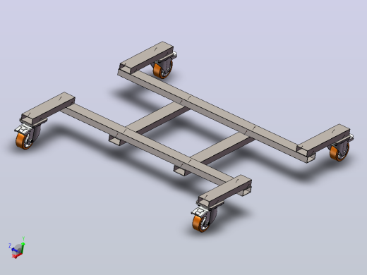 脚轮移动车框架3D数模图纸 Solidworks设计