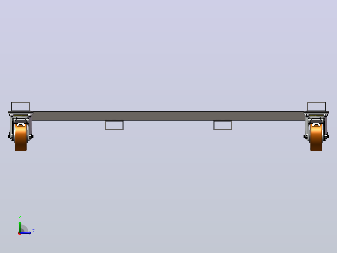 脚轮移动车框架3D数模图纸 Solidworks设计左视图