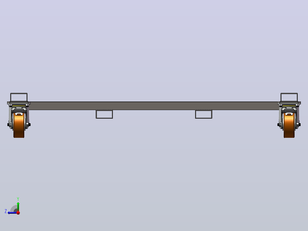 脚轮移动车框架3D数模图纸 Solidworks设计右视图