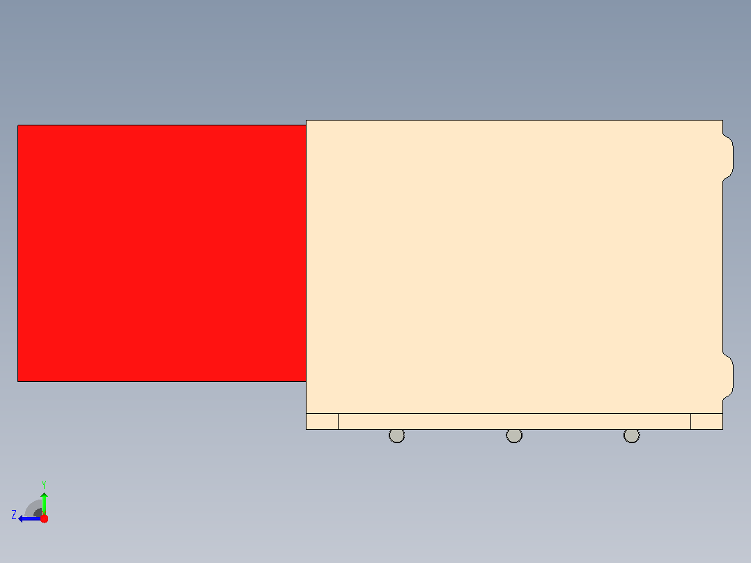 12x22 英寸 3 抽屉工具箱右视图