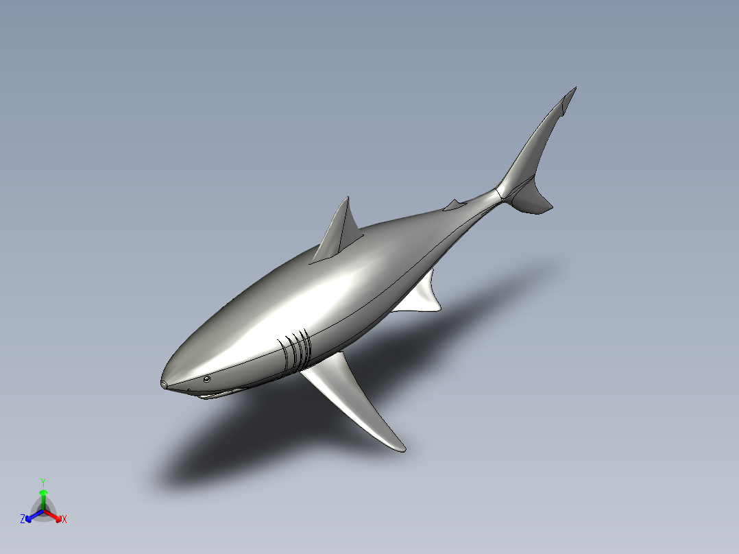 大白鲨鱼模型3D图纸 Solidworks设计 附STEP正等轴测图