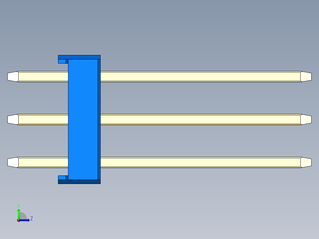 彩色公头100mil（2.54mm）系列-DS1021_blue_3x25p_100mil_Type5_rev1.0左视图