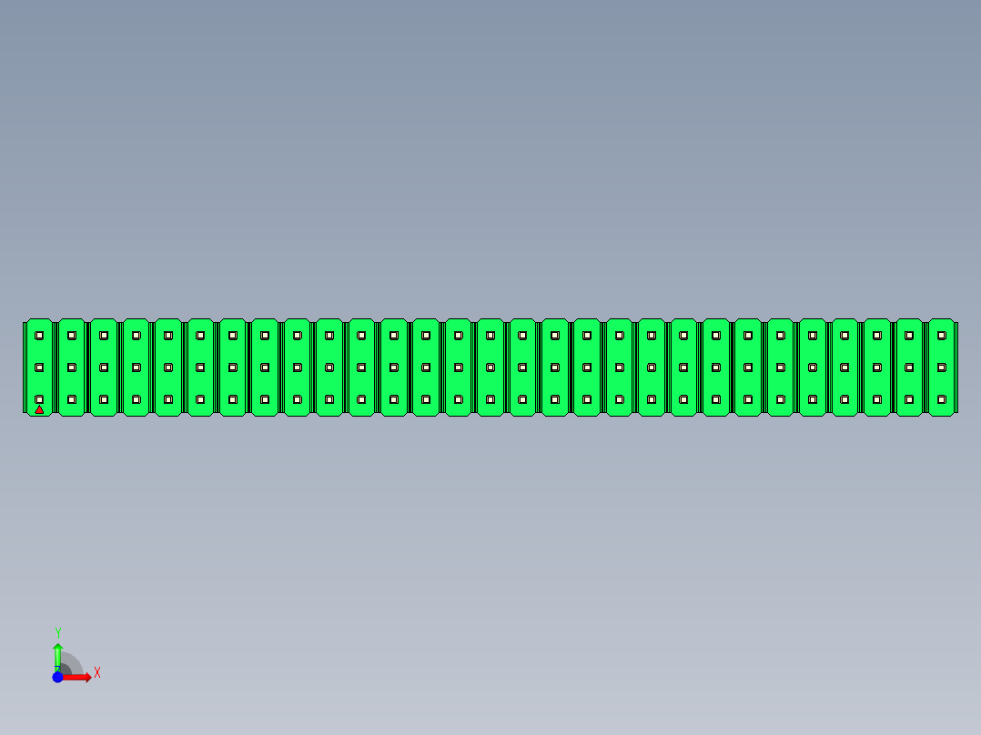 彩色公头100mil（2.54mm）系列-DS1021_green_3x29p_100mil_Type43_rev1.0前视图