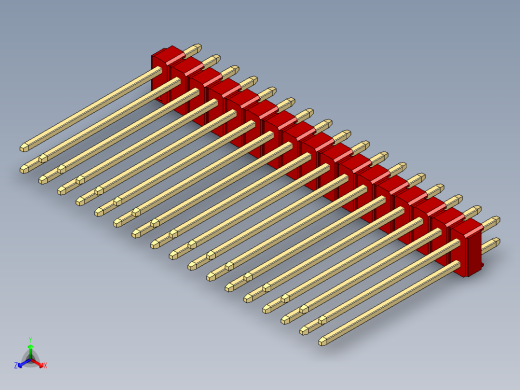 彩色公头100mil（2.54mm）系列-DS1021_red_2x17p_100mil_Type19_rev1.0正等轴测缩略图