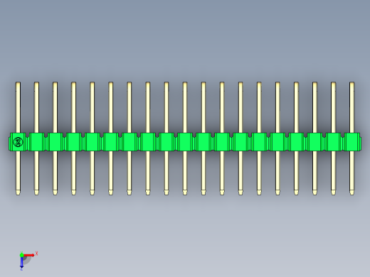 彩色公排针 100mil 2.54mm 系列-DS1022_green_3x19p_100mil_TypeD_rev1.0俯视缩略图