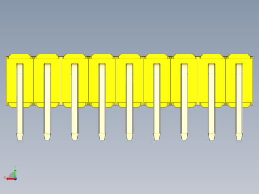 彩色公排针 100mil 2.54mm 系列-DS1022_yellow_2x09p_100mil_TypeD_rev1.0后视缩略图