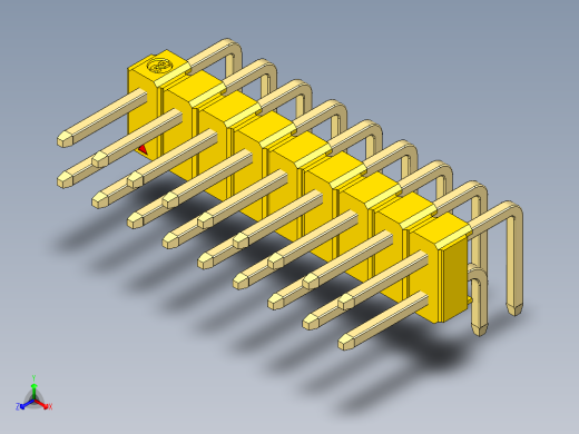 彩色公排针 100mil 2.54mm 系列-DS1022_yellow_2x09p_100mil_TypeD_rev1.0正等轴测缩略图