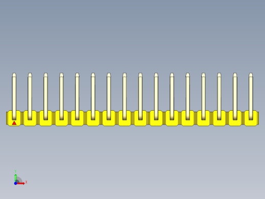 彩色公排针 100mil 2.54mm 系列-DS1022_yellow_16p_100mil_TypeU_rev1.0前视缩略图