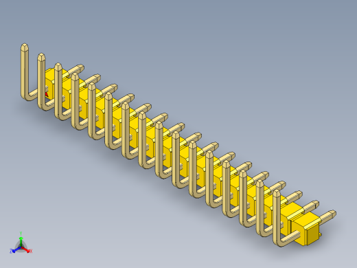 彩色公排针 100mil 2.54mm 系列-DS1022_yellow_16p_100mil_TypeU_rev1.0正等轴测缩略图