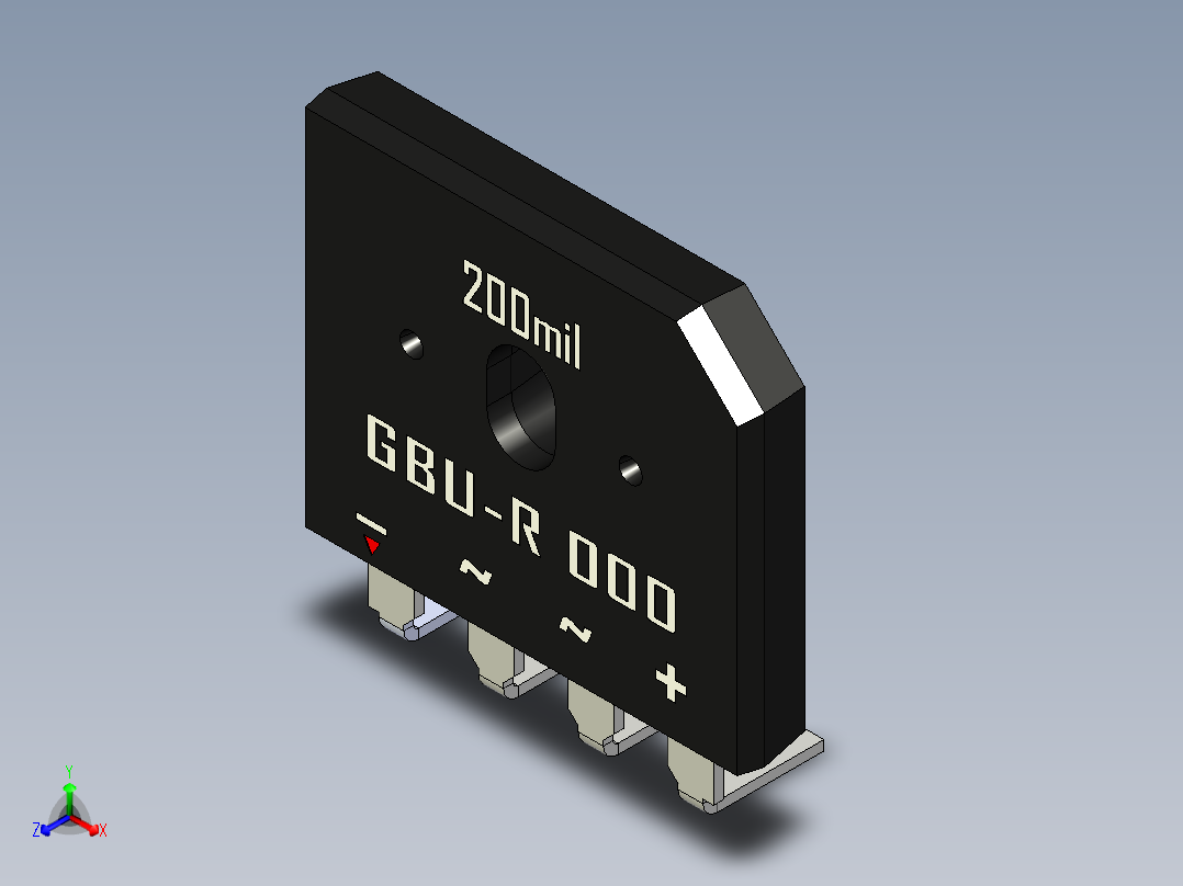 桥式整流器-GBU-R正等轴测图