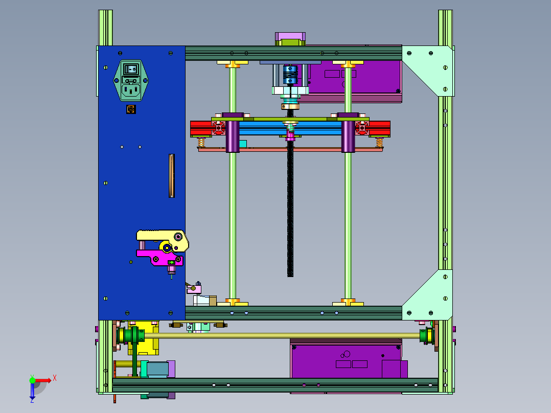欧标铝型材框架3D打印机俯视图
