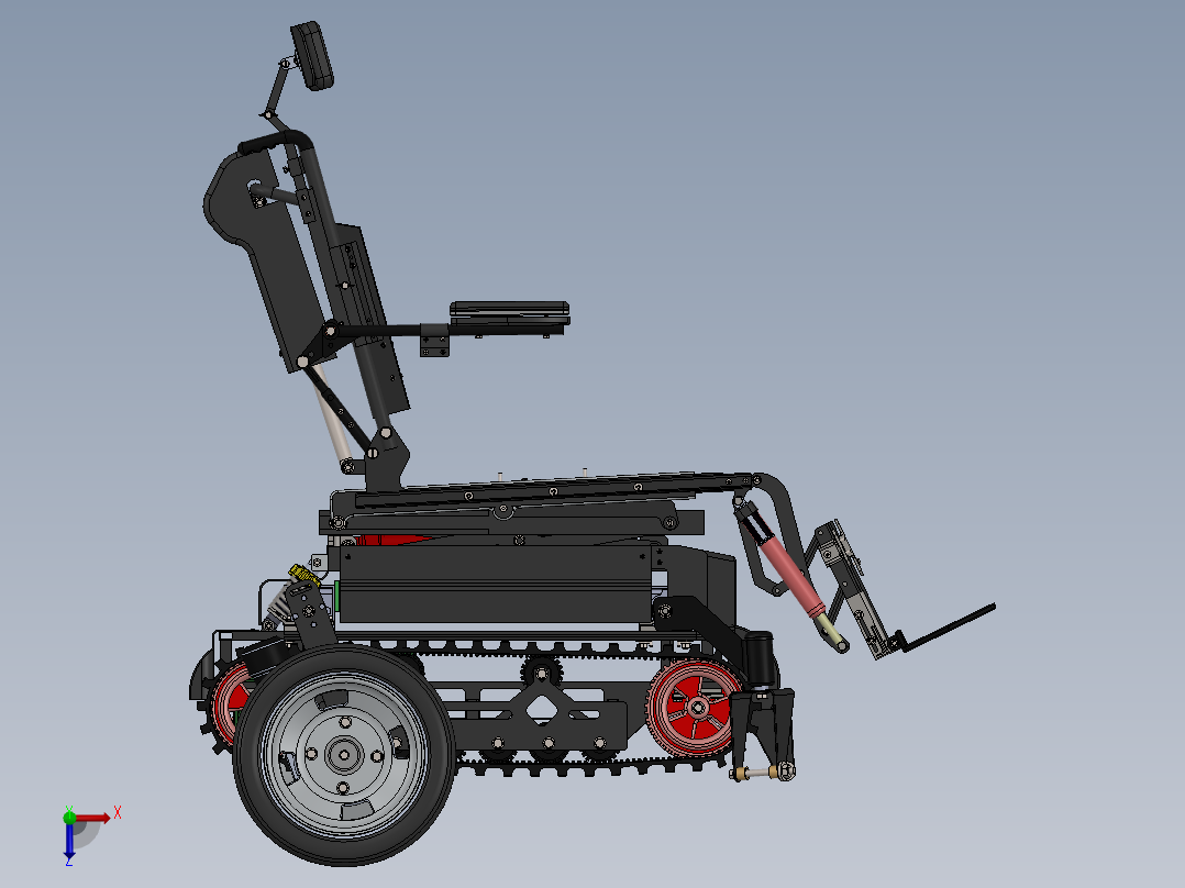 LTE履带电动轮椅俯视图