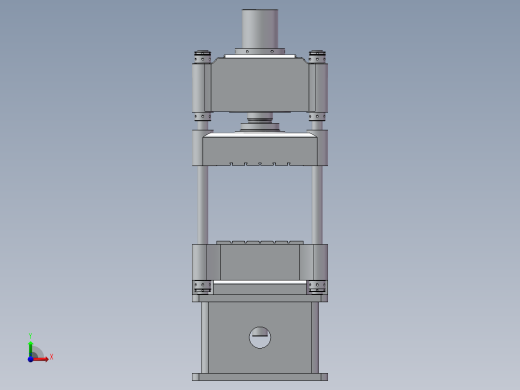 5MN三梁四柱式液压机三维+二维前视缩略图