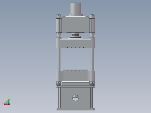 5MN三梁四柱式液压机三维+二维后视缩略图