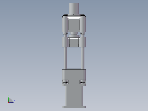 5MN三梁四柱式液压机三维+二维左视缩略图