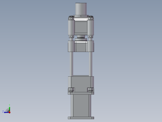 5MN三梁四柱式液压机三维+二维右视缩略图