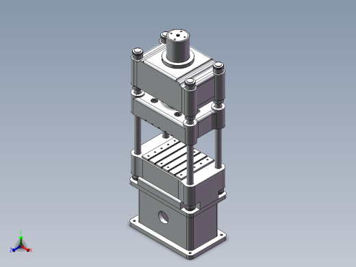 5MN三梁四柱式液压机三维+二维正等轴测缩略图