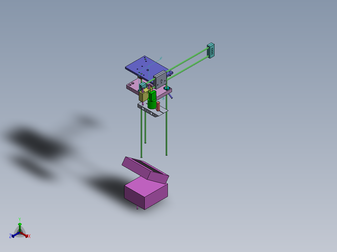 工业喷射打印机支架正等轴测图