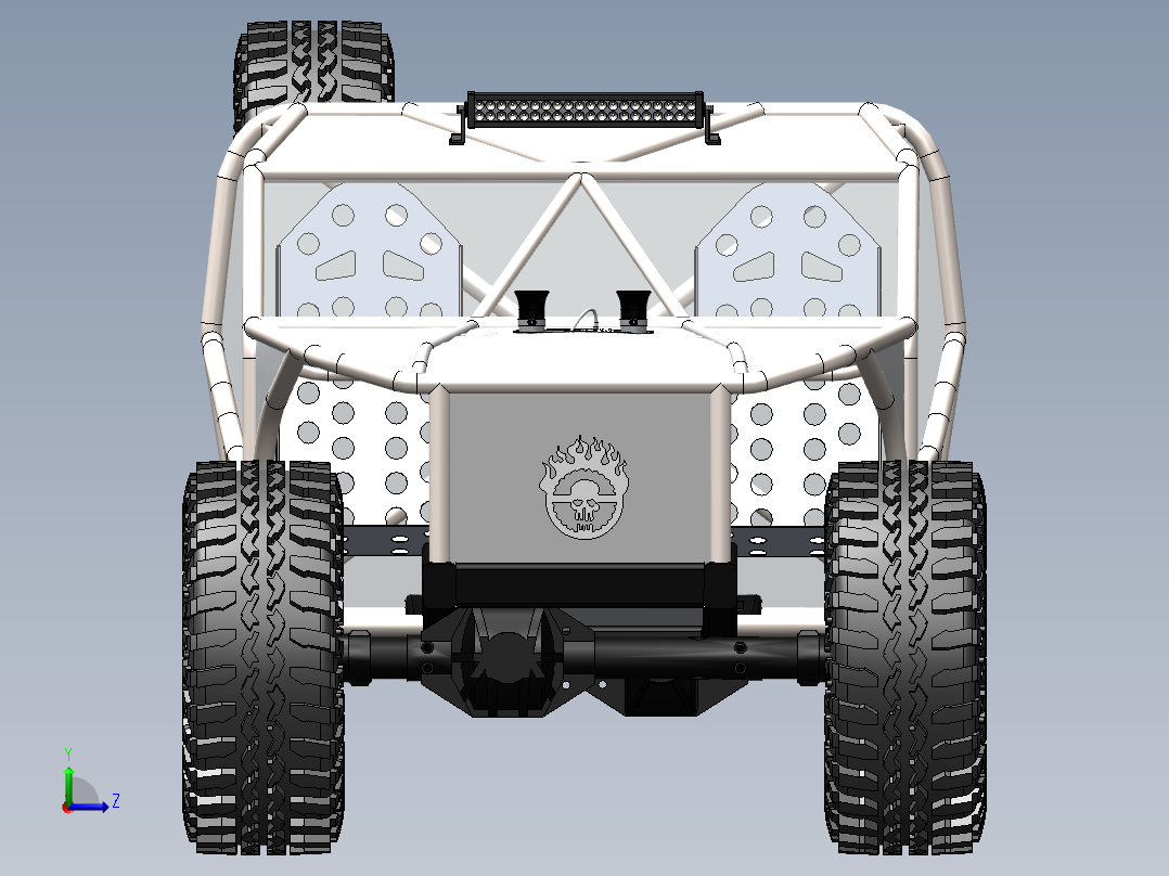 Off Road越野钢管车框架3D模型图纸 Solidworks设计左视图