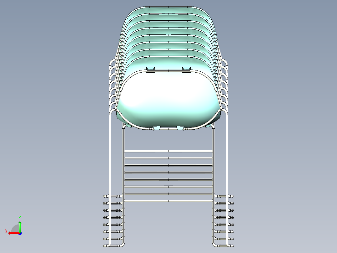 堆叠高脚椅后视图