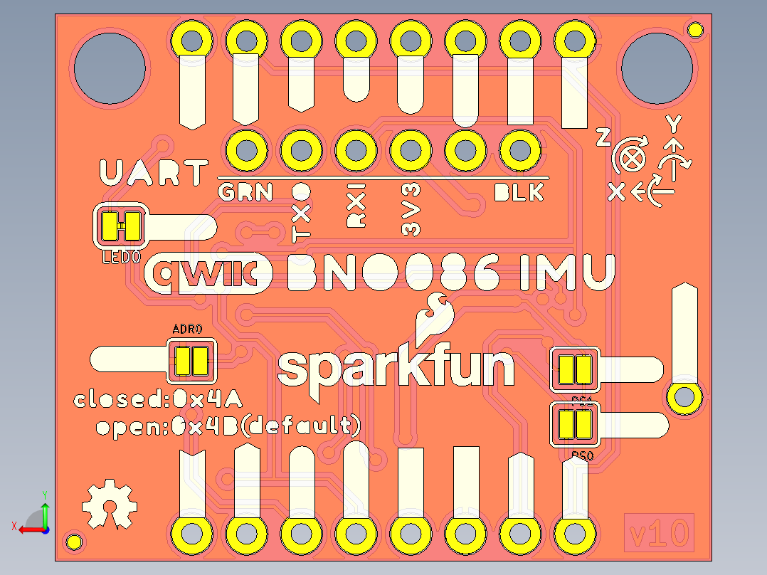 SparkFun BNO086 QWIIC模块后视图