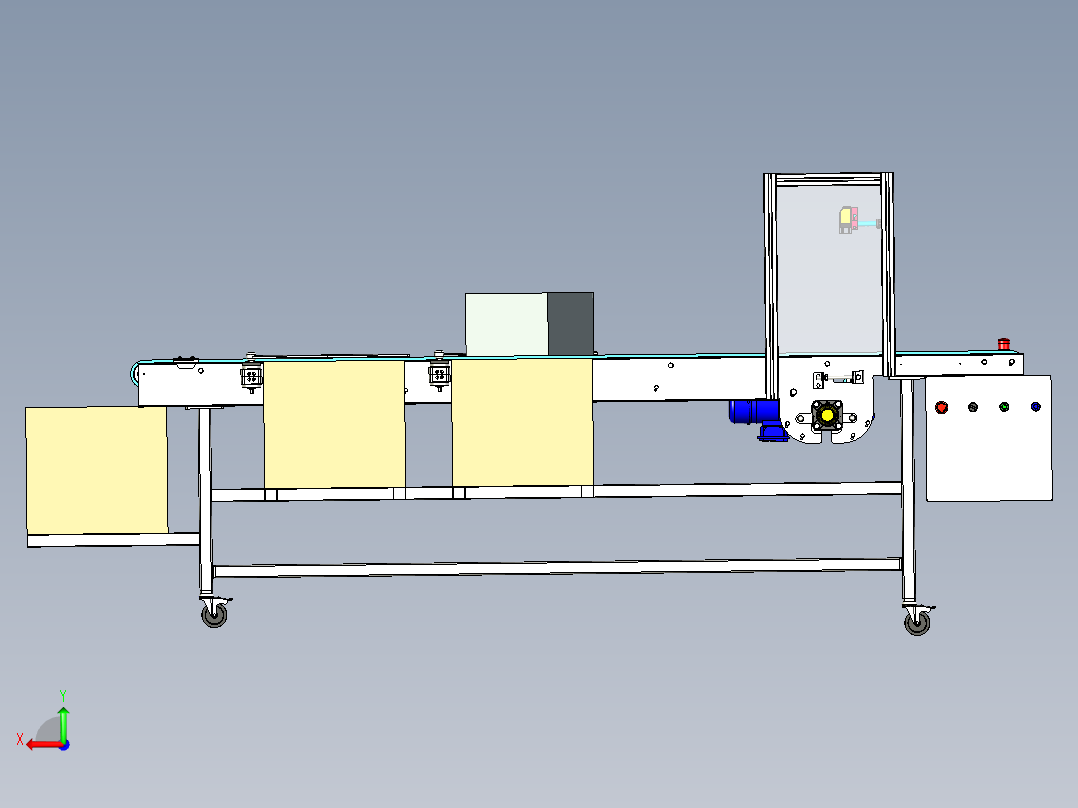 快递分拣输送线后视图