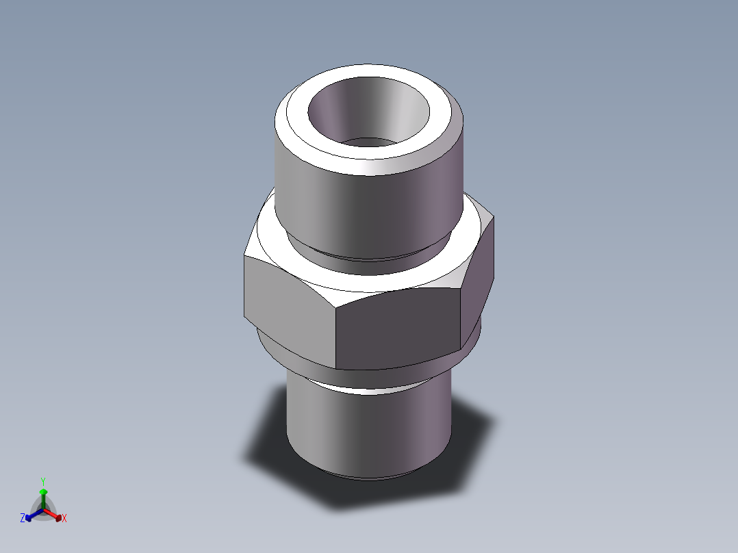 公制螺纹ED密封、1DM-16-14WD正等轴测图