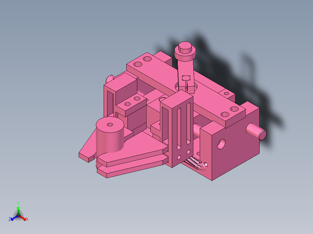 弹簧自定心圆柱夹紧夹具正等轴测图
