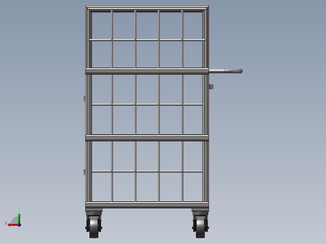 货架、分类储物物料车后视图