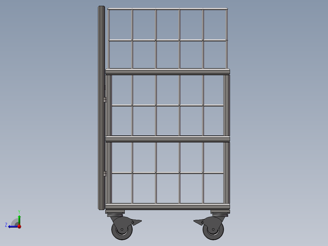 货架、分类储物物料车右视图
