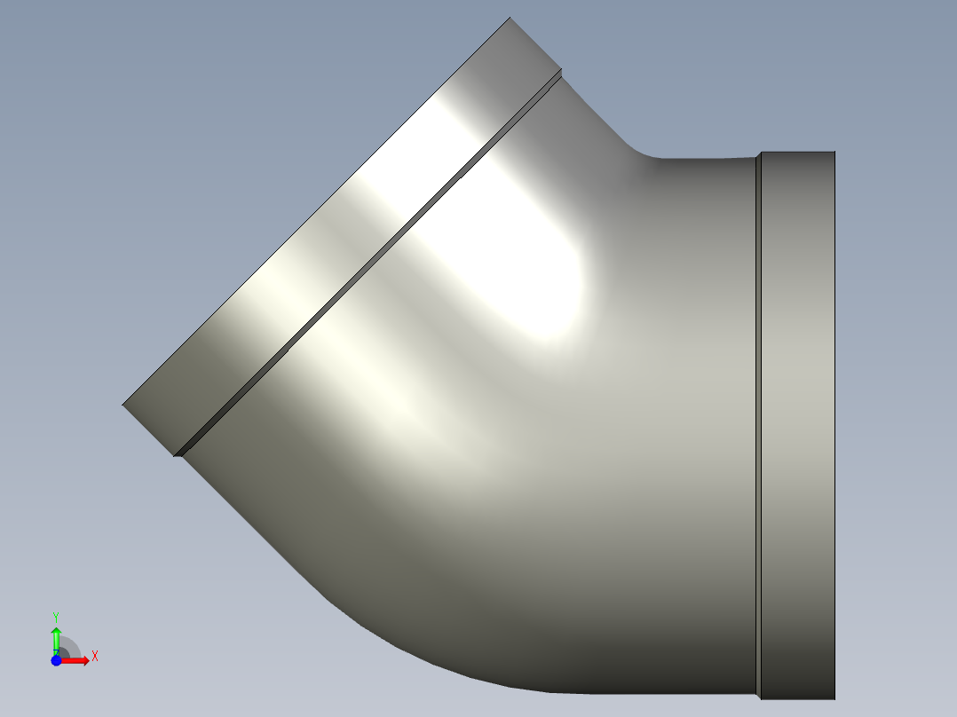 螺纹管弯头-45°等径  DN80前视图
