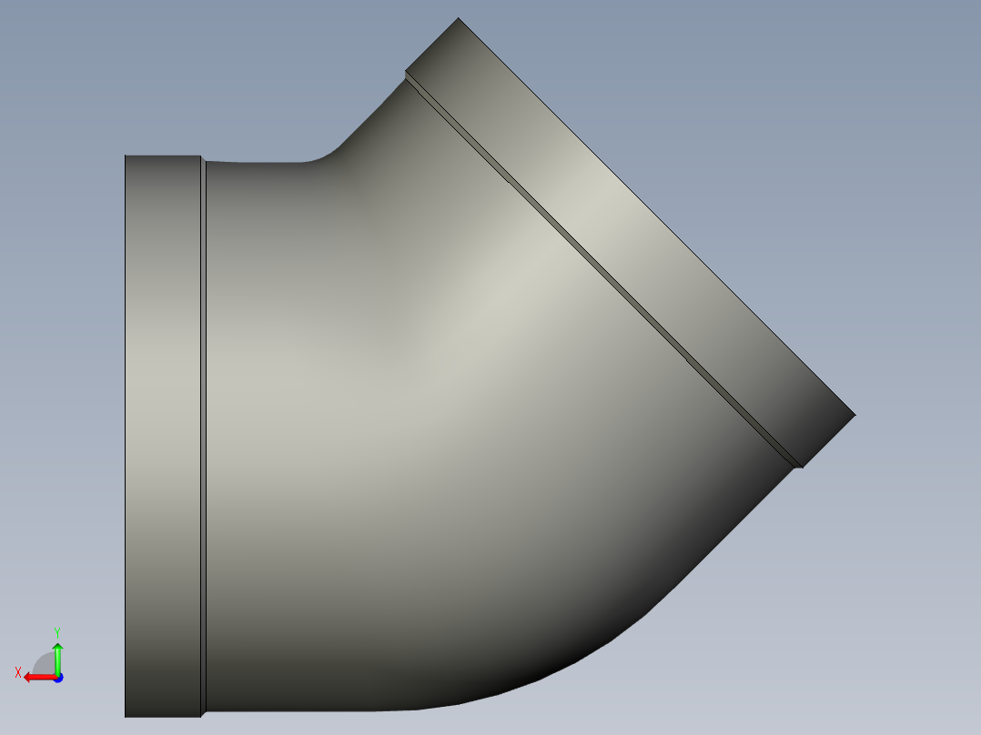螺纹管弯头-45°等径  DN80后视图