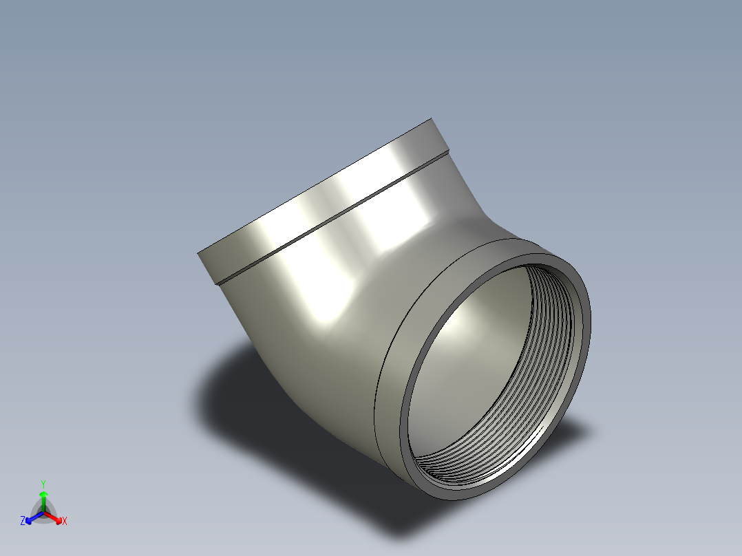 螺纹管弯头-45°等径  DN80正等轴测图