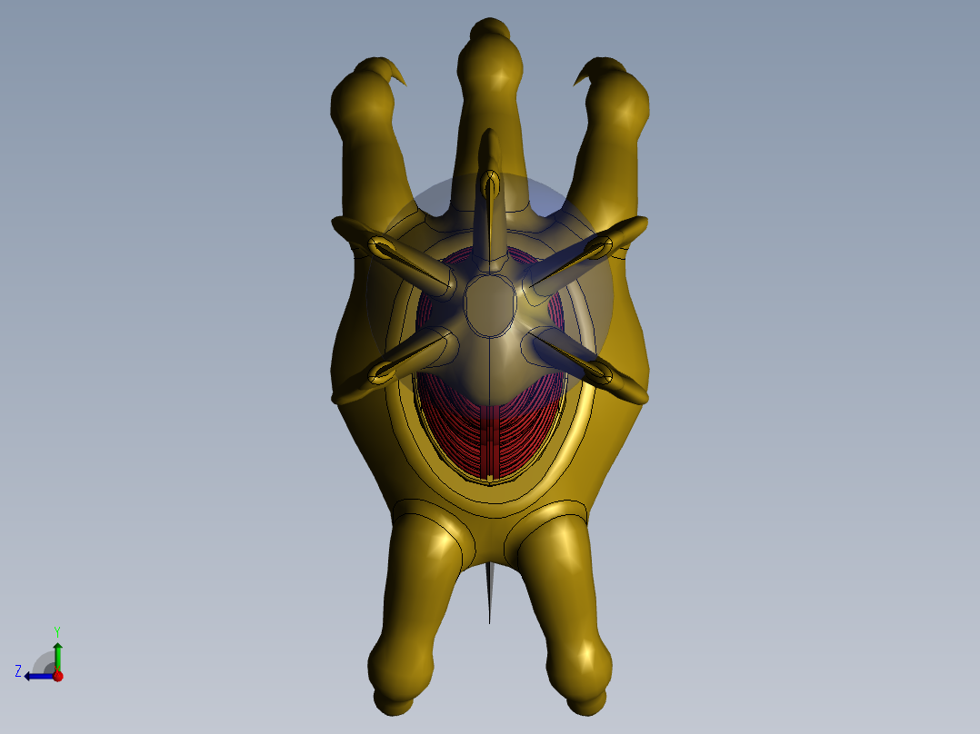 曲面画寒月弯刀右视图