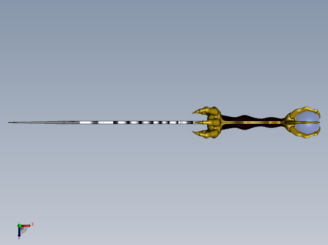 曲面画寒月弯刀俯视图