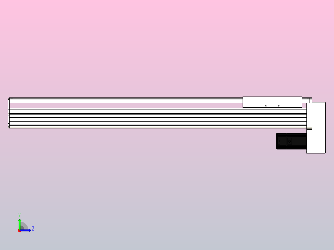 SYS22-850-BM-400W滚珠花健、支撑座、滚珠丝杠、交叉导轨、直线模组左视图