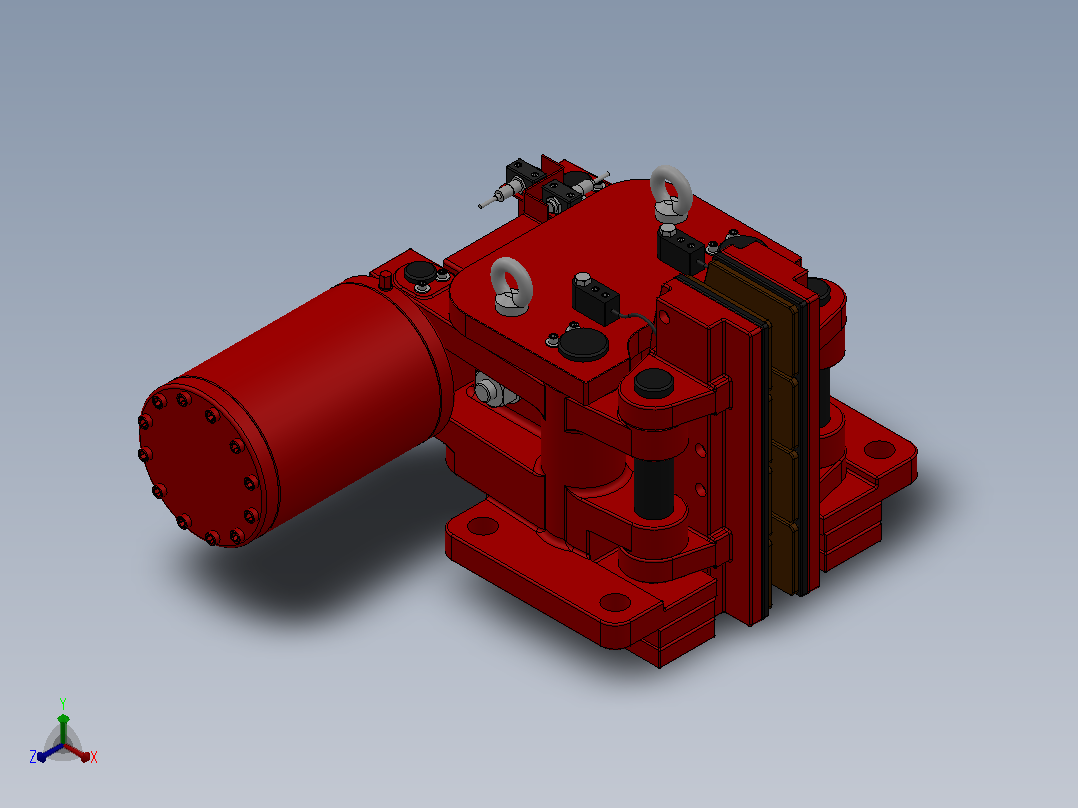 SBD-C安全制动器_SBD250-C-2000×40ⅡRL.WL.CL正等轴测图