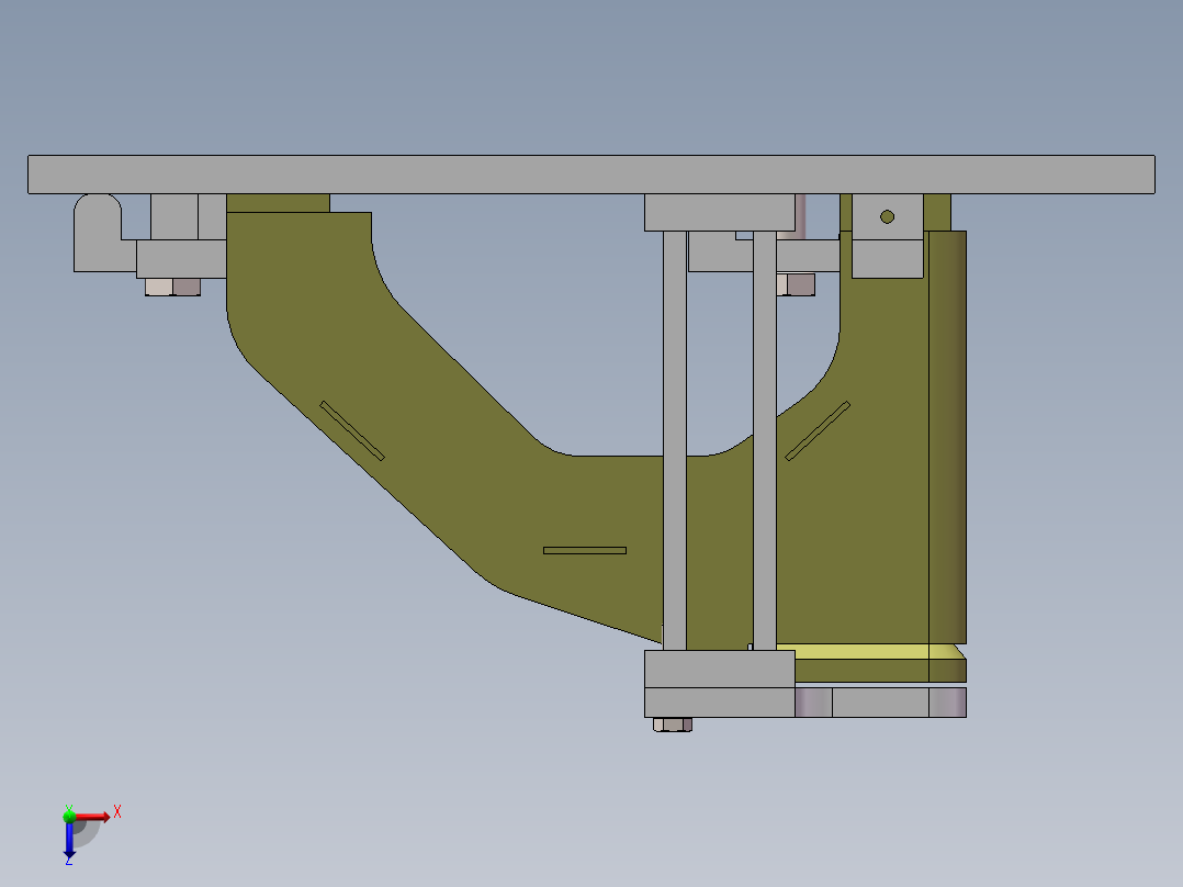 推土机托轮座整体钻孔工装俯视图