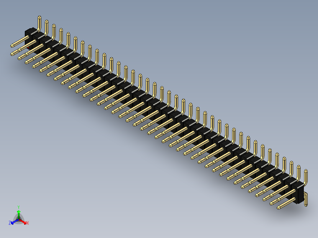 彩色公排针 100mil 2.54mm 系列-DS1022_black_76p_100mil_TypeSMT_rev1.0主视图